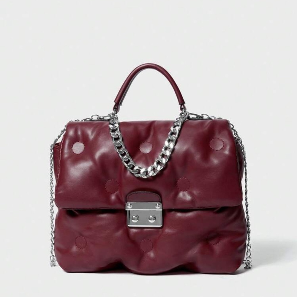 Elegant Burgundy Chain Strap Bag